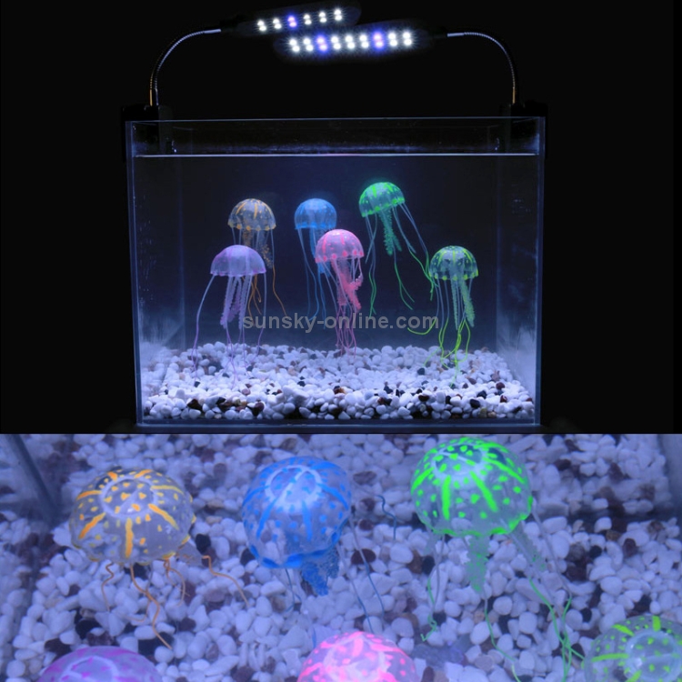 3 PCS Acquario Articoli Decorazione Simulazione in silicone Medusa ventosa  fluorescente, Dimensioni: 5 * 17 cm (Viola)