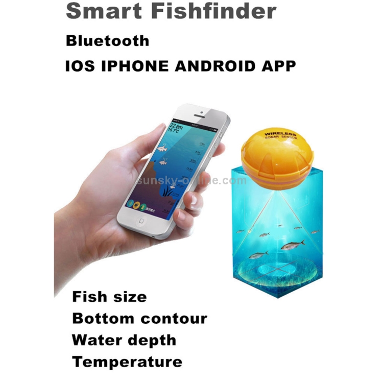Bluetooth Fish Detector 125KHz Sonar Sensor 0.6-36m Depth Locator Fishes  Finder Alarm for iOS & Android Mobile Phones