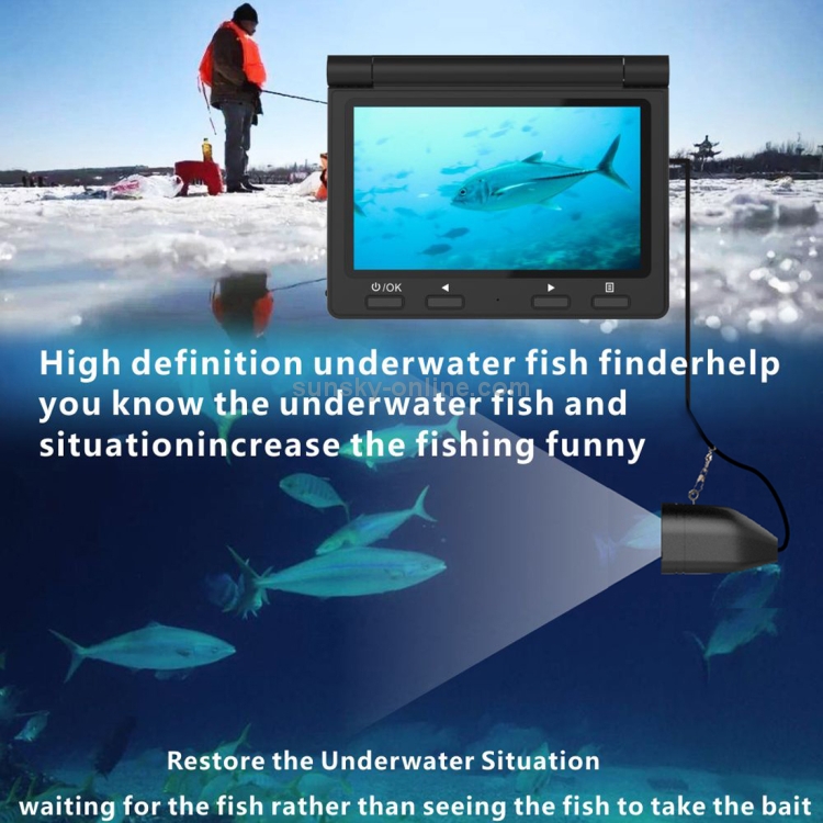 Fish Finder 4.3 High Definition Fish Finder with 15m Cable Visual Fish  Detector Underwater Fishing Camera : : Sports & Outdoors