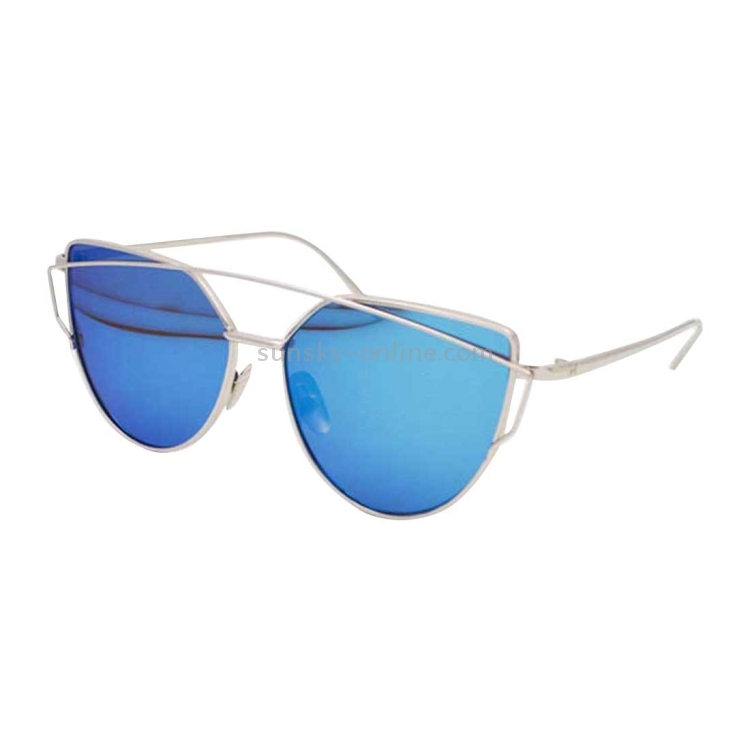 Silver Lightweight Metal Aviator Mirrored Sunglasses with Blue Sunwear  Lenses - Richard
