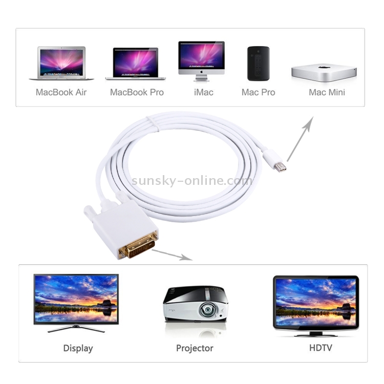 1.8m Mini DisplayPort Male to DVI Male Adapter Cable 1.8m Mini DisplayPort Male to DVI Male Adapter Cable