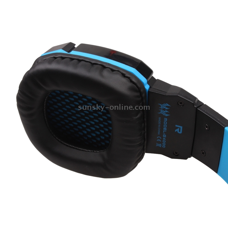 KOTION EACH G4000 Stereo Gaming Headset Headset Headband con micrófono Control de volumen Luz LED para PC Gamer, Longitud del cable: Aproximadamente 2.2m (Azul + Negro) - 4