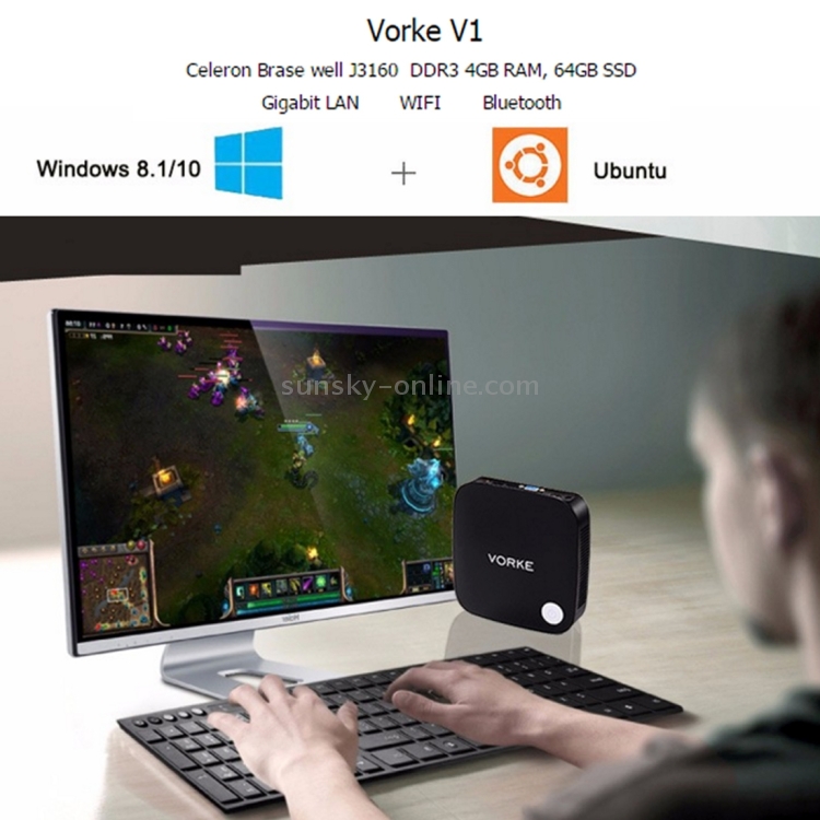 Vorke V1 Mini PC / TV Box Windows 10 Braswell Celeron J3160 Quad Core 1.6GHz, RAM: 4GB, ROM: 64GB, Soporte Bluetooth, WiFi, XBMC (Negro) - 7