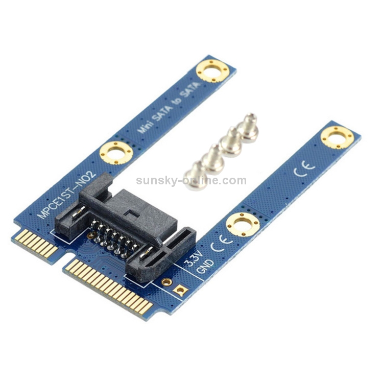 Mini PCI-E mSATA SSD a SATA Tarjeta adaptadora de extensión MPCIe de 7 pines (azul) - 1