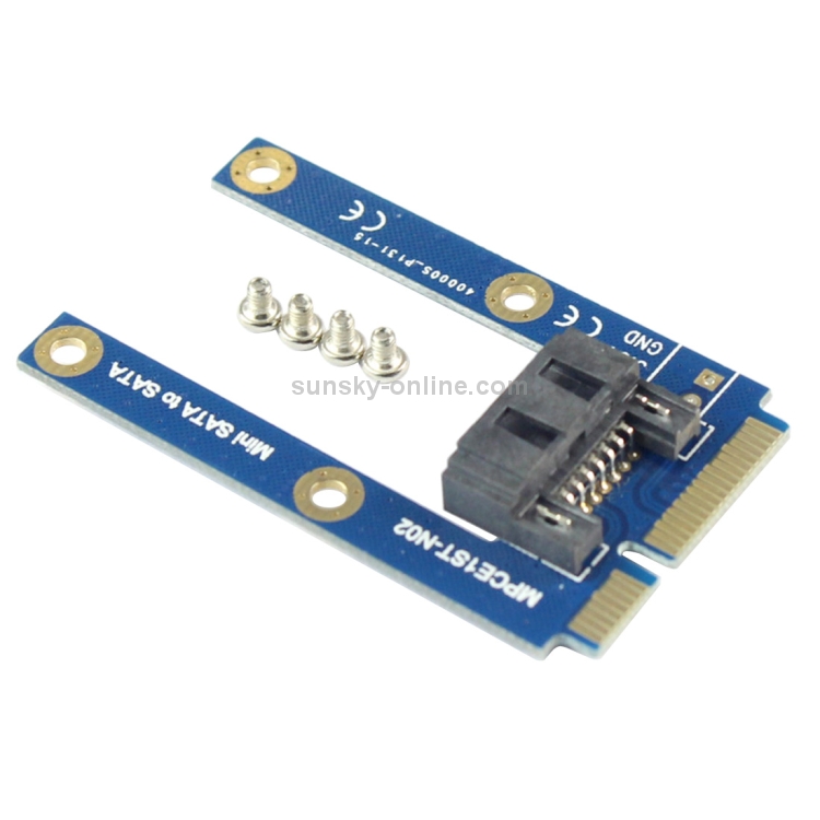 Mini PCI-E mSATA SSD a SATA Tarjeta adaptadora de extensión MPCIe de 7 pines (azul) - 2