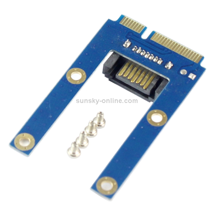 Mini PCI-E mSATA SSD a SATA Tarjeta adaptadora de extensión MPCIe de 7 pines (azul) - 3