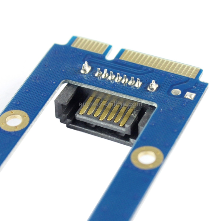 Mini PCI-E mSATA SSD a SATA Tarjeta adaptadora de extensión MPCIe de 7 pines (azul) - 4