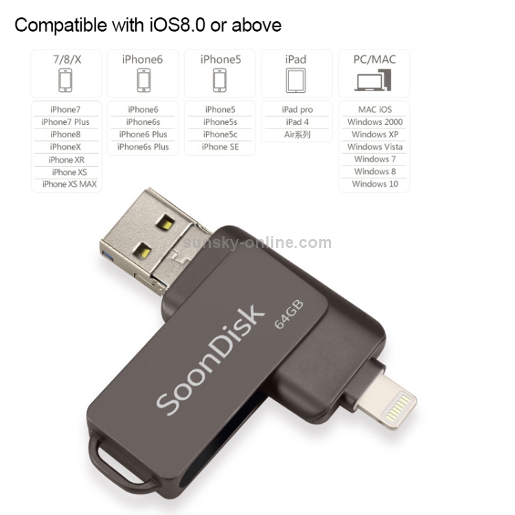 8GB USB 3.0 + 8 Pin + USB-C / Type-C Android iPhone Computer Dual-use Rotary U Disk(Silver) 8GB USB 3.0 + 8 Pin + USB-C / Type-C Android iPhone Computer Dual-use Rotary U Disk(Silver)