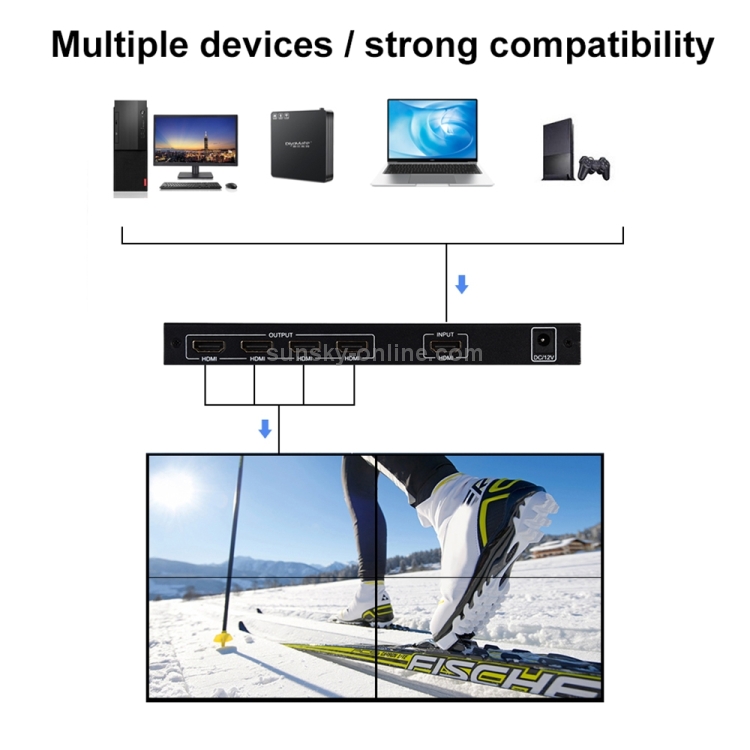 BT14 Ultra HD 4K x 2K 2x2 HDMI TV Controlador de pared de pantalla múltiple Procesador de empalme - 10