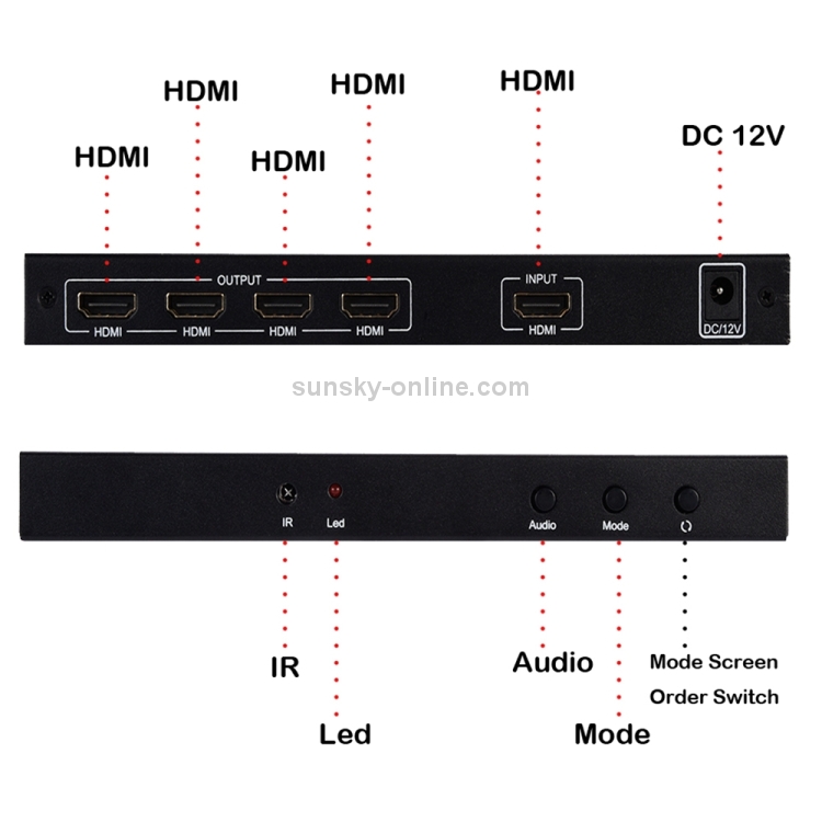BT14 Ultra HD 4K x 2K 2x2 HDMI TV Controlador de pared de pantalla múltiple Procesador de empalme - 5