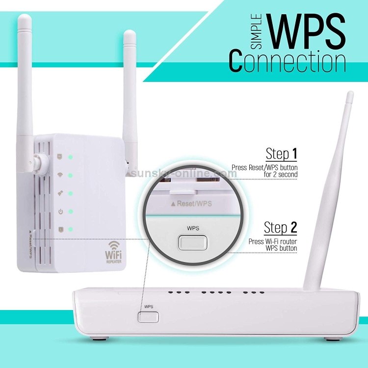 Enrutador de red de refuerzo de señal de repetidor WiFi Wireless-N Range Extender de 300 Mbps con 2 antenas externas, enchufe de la UE (negro) - 9