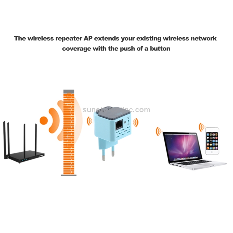 Amplificador de señal AP / repetidor de rango WiFi inalámbrico de 300 Mbps, enchufe de la UE - 6