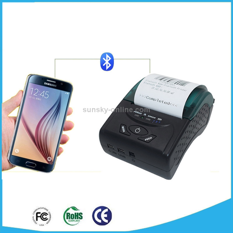 POS-5807 Impresora de tickets térmica Bluetooth portátil con puerto USB de 58 mm, tamaño máximo de papel térmico admitido: 57x50 mm - 5