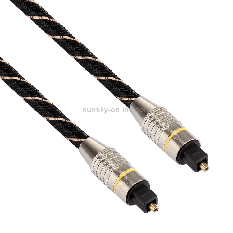 Cable de audio óptico digital macho a macho Toslink de línea neta tejida con cabeza metálica chapada en oro de 1m OD6.0mm - 1