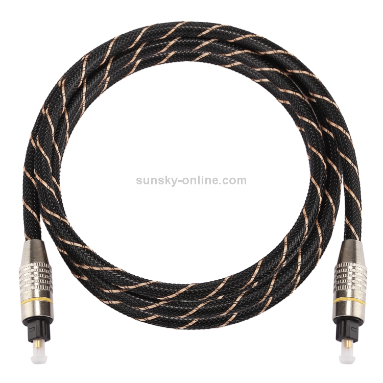 Cable de audio óptico digital macho a macho Toslink de línea neta tejida con cabeza metálica chapada en oro de 1,5 m OD6,0 mm - 2