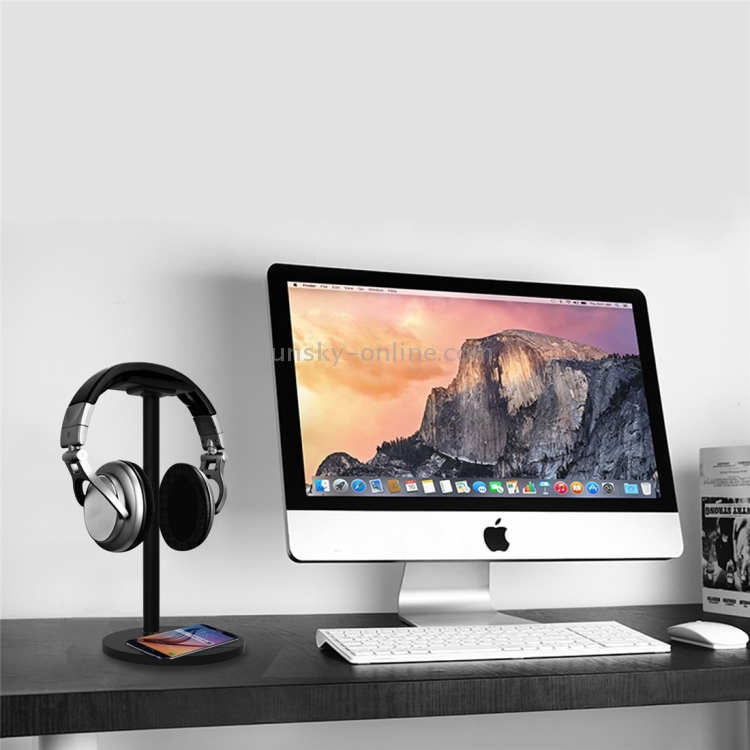 New Bee 2 in 1 ABS + Aluminium Alloy + TPU Material Headphone Holder / Headset Stand & QI Standard Wireless Charging Transmitter(Black) New Bee 2 in 1 ABS + Aluminium Alloy + TPU Material Headphone Holder / Headset Stand & QI Standard Wireless Charging Transmitter(Black)