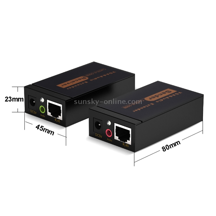 Extensor de audio y VGA 1920x1440 HD 100m Cat5e / 6-568B Cable de red Adaptador de receptor de remitente (Negro) - 3