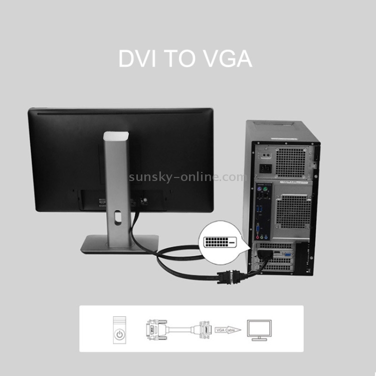 Convertidor adaptador DVI-D 24 + 1 Pin Man a VGA 15 Pin HDTV (Negro) - 4