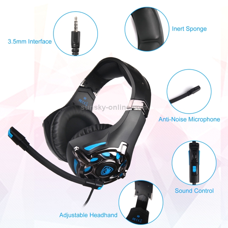 Sades Armor RGB Wired Gaming Headset – Black/Blue (SA-908