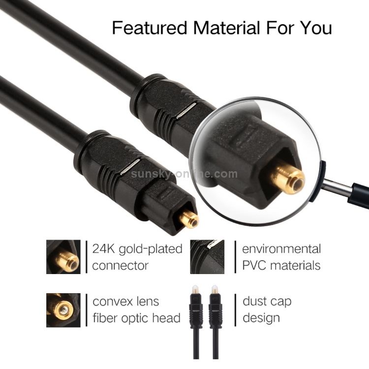 Cable de audio óptico digital EMK 10m OD4.0mm Toslink macho a macho - 3