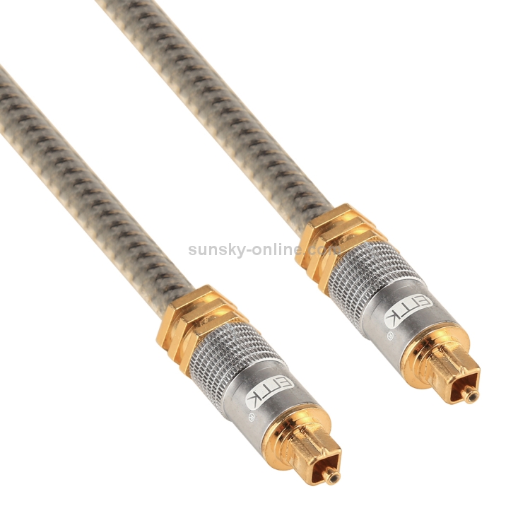 Cable de audio óptico digital EMK YL-A 2m OD8.0mm chapado en oro con cabezal de metal Toslink macho a macho - 1