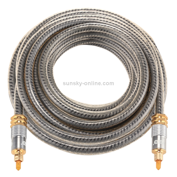 Cable de audio óptico digital EMK YL-A 5m OD8.0mm chapado en oro con cabezal de metal Toslink macho a macho - 2