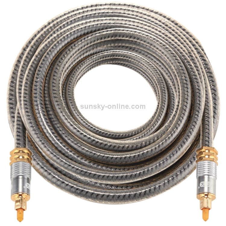 Cable de audio óptico digital EMK YL-A 10m OD8.0mm chapado en oro con cabezal de metal Toslink macho a macho - 2
