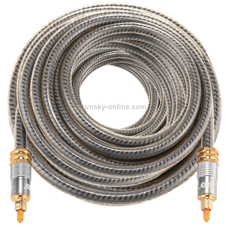 Cable de audio óptico digital EMK YL-A 20m OD8.0mm chapado en oro con cabezal de metal Toslink macho a macho - 2
