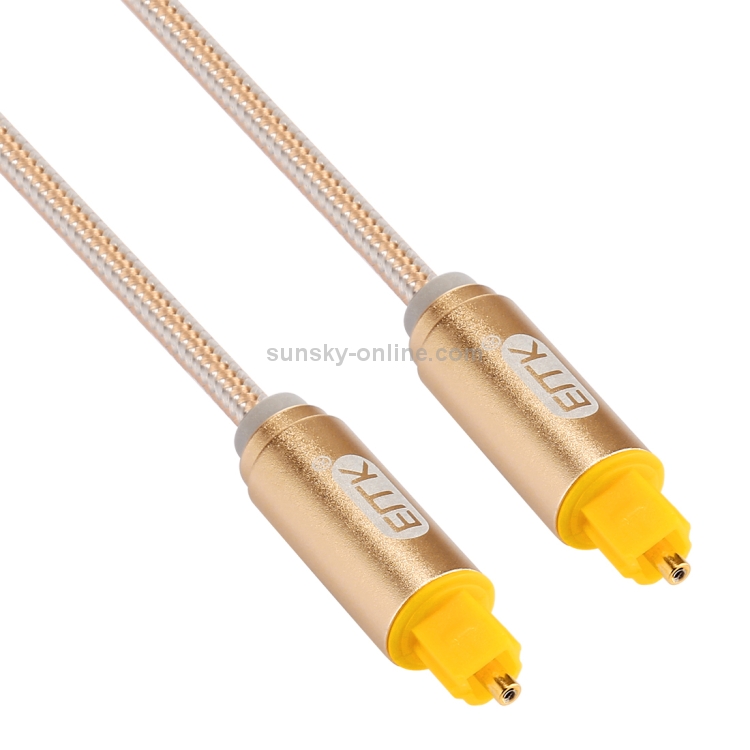 Cable de audio óptico digital EMK 1m OD4.0mm chapado en oro con cabeza metálica tejida Toslink macho a macho (dorado) - 1