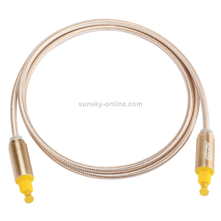 Cable de audio óptico digital EMK 1m OD4.0mm chapado en oro con cabeza metálica tejida Toslink macho a macho (dorado) - 2