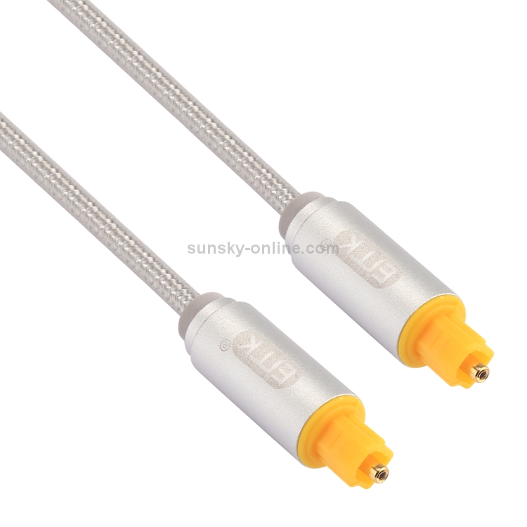 EMK 1.5m OD4.0mm Cable de audio óptico digital macho a macho con cabezal de metal chapado en oro de línea tejida Toslink (plateado) - 1