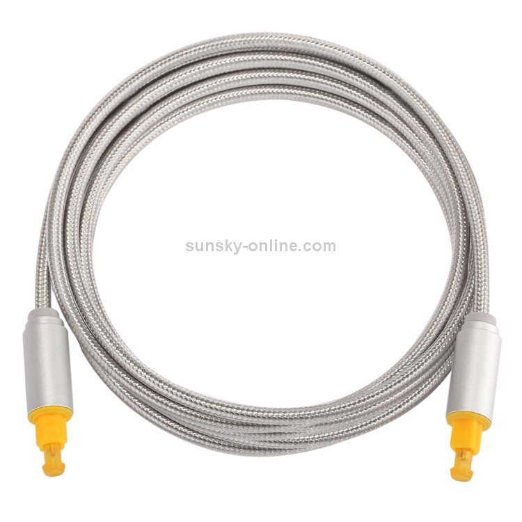 Cable de audio óptico digital EMK 2m OD4.0mm chapado en oro con cabeza metálica tejida Toslink macho a macho (plateado) - 2