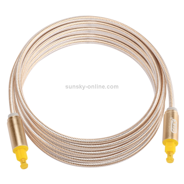 Cable de audio óptico digital EMK 3m OD4.0mm chapado en oro con cabeza metálica tejida Toslink macho a macho (dorado) - 2
