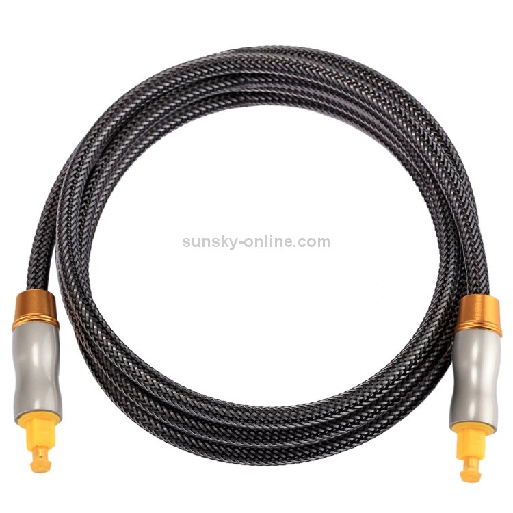 Cable de audio óptico digital macho a macho Toslink de línea tejida con cabeza metálica chapada en oro de 1,5 m OD6,0 mm - 2