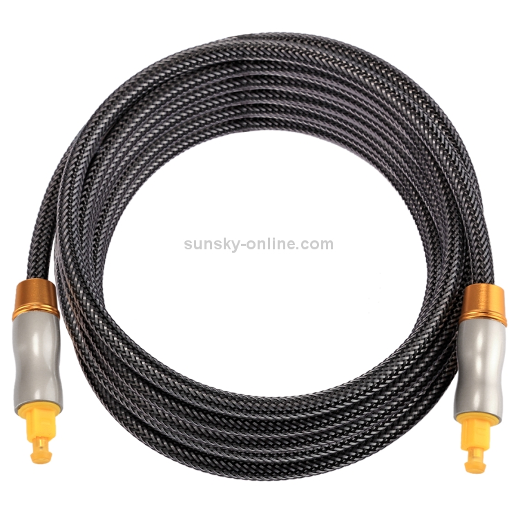 Cable de audio óptico digital macho a macho Toslink de línea tejida con cabeza metálica chapada en oro de 3m OD6.0mm - 2