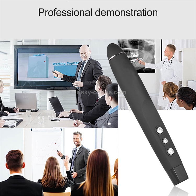 Lápiz de giro de página de PowerPoint láser inalámbrico de 2,4 GHz Lápiz de proyección multimedia inalámbrico para presentaciones con receptor USB, distancia de control remoto: 30 m - 7