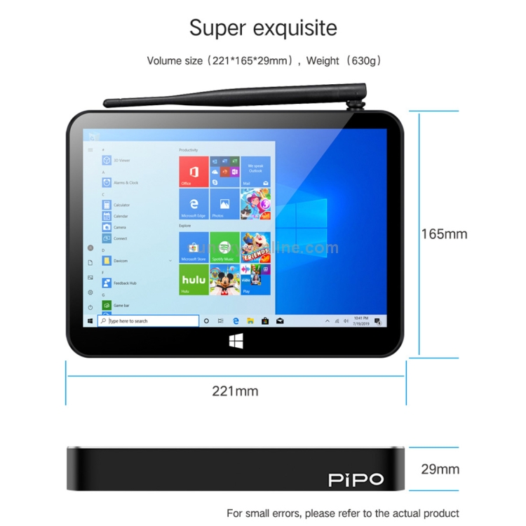 PIPO X11 TV Box Style Tablet Mini PC, 3GB+64GB, 9.0 pulgadas Windows 10 Intel Celeron N4020 Quad Core hasta 2.8 GHz, ESEM/EU Plug (negro) - 3