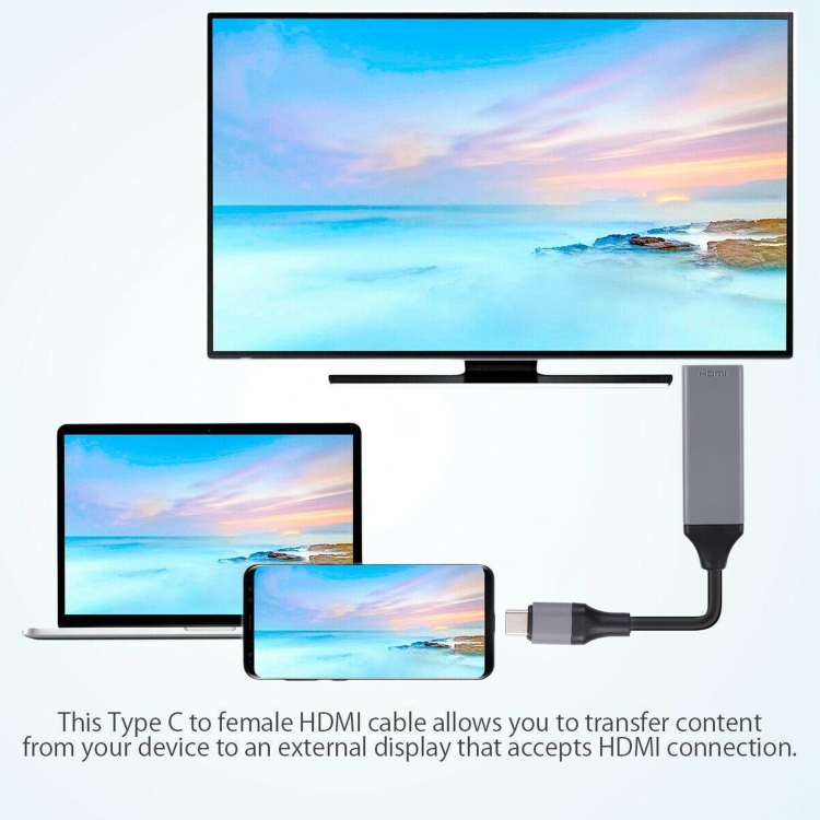 USB-C / Type-C 3.1 to HDMI 4Kx2K HDTV Cable, Cable Length: 20cm - 6
