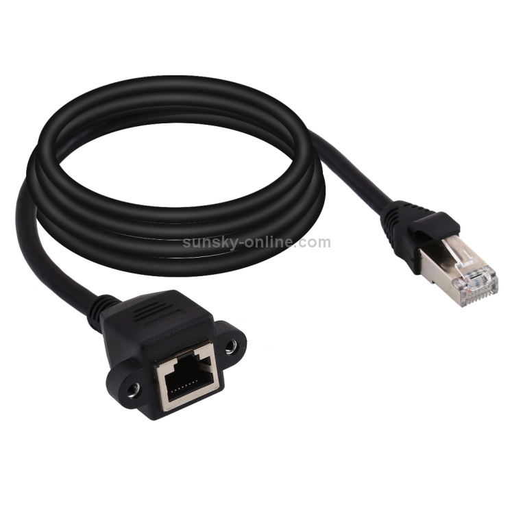 Length Compact and Lightweight Cable RJ45 Female to Male CAT6E Network Panel Mount Screw Lock Extension Cable 1m