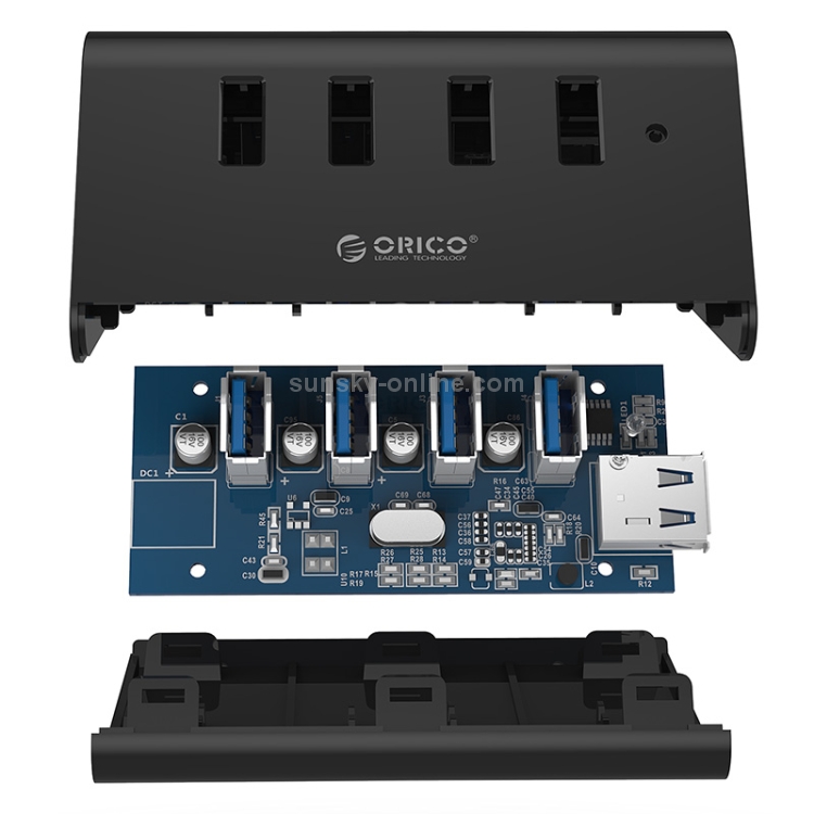 ORICO SHC-U3 ABS Material Desktop 4 puertos USB 3.0 HUB con soporte para teléfono / tableta y cable USB de 1 m e indicador LED - 4