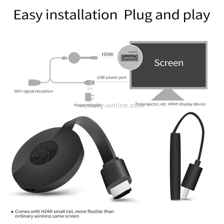 Adaptateur Sans Fil HDMI display Co-Écran, Récepteur Vidéo 4K Ultra HD  streaming, Adapté pour /iOS/Android HD Projection de Télévision Mobile 
