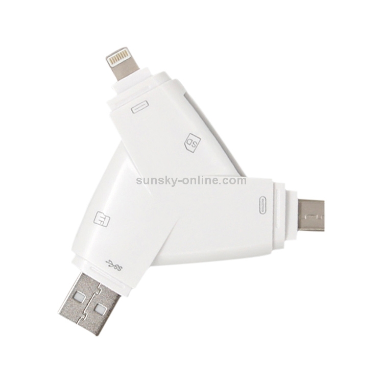 919 3 in 1 USB + USB-C / Type-C + 8 Pin Interfaces TF / SD Card Reader with OTG 919 3 in 1 USB + USB-C / Type-C + 8 Pin Interfaces TF / SD Card Reader with OTG