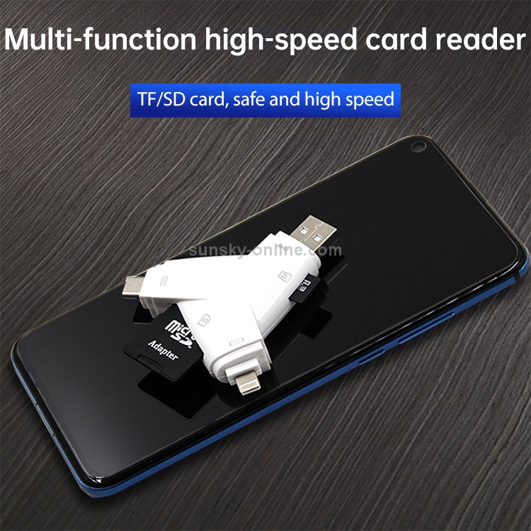 919 3 in 1 USB + USB-C / Type-C + 8 Pin Interfaces TF / SD Card Reader with OTG 919 3 in 1 USB + USB-C / Type-C + 8 Pin Interfaces TF / SD Card Reader with OTG