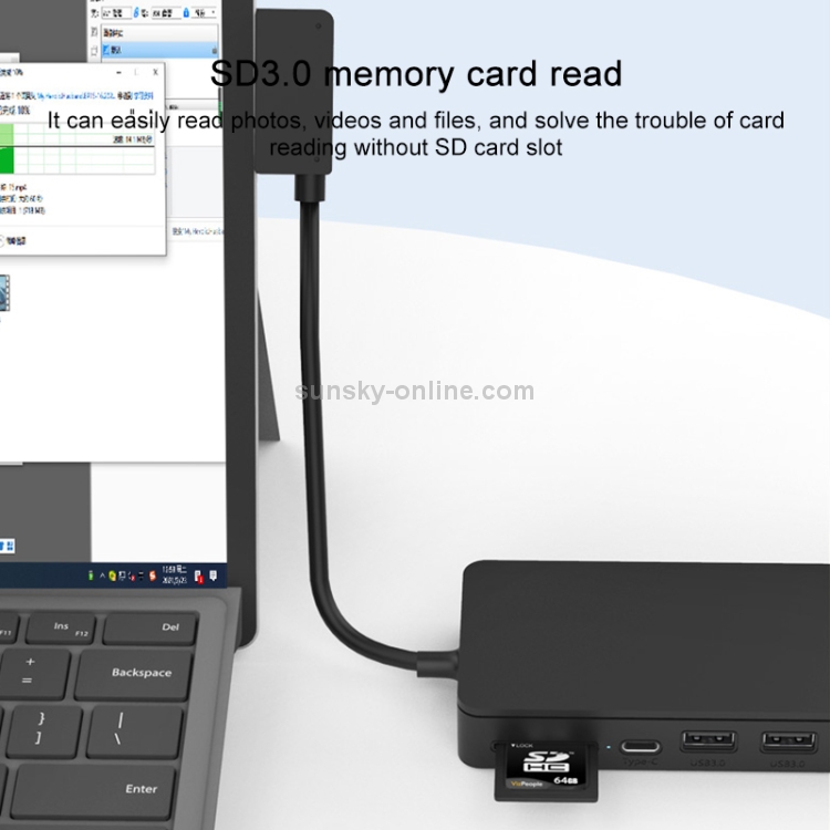 ONTEN OT-65002 12 IN 1 Tipo C + USB + USB + RJ45 + HDMI Station (Negro) - 5