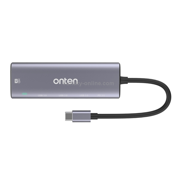 Onten OT-95123 5 en 1 Multifuncional Tipo C + USB + HDMI Station, longitud del cable: 145 mm (plata) - 2