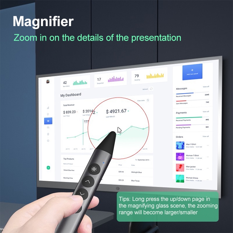 ASING A12 Digital Láser Página Touch Turning Pen Wireless Presenter - 4
