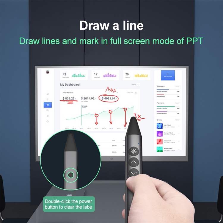 ASING A12 Digital Láser Página Touch Turning Pen Wireless Presenter - 5
