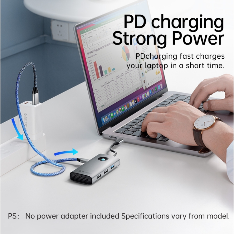 Estación de acoplamiento multifunción ORICO PW11-6P Type-C / USB-C 6 en 1 5Gbps (Plata) - B5