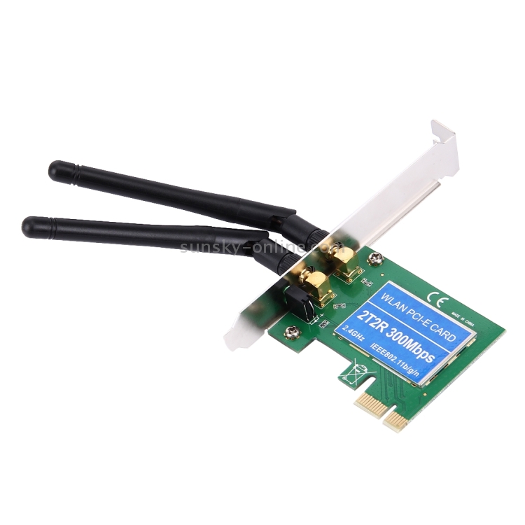 Tarjeta adaptadora de red LAN inalámbrica PCI Express de 300 Mbps con 2 antenas, estándares IEEE 802.11b / 802.11g / 802.11n - 1