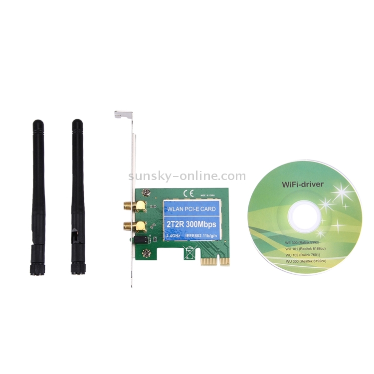 Tarjeta adaptadora de red LAN inalámbrica PCI Express de 300 Mbps con 2 antenas, estándares IEEE 802.11b / 802.11g / 802.11n - 6